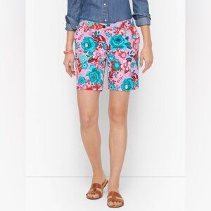 Talbots Relaxed Chino Shorts Floral Sketched Blooms Women’s Petites Size 16P 6”